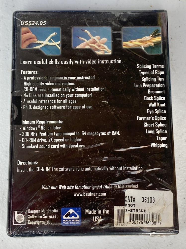 Knot Tying - Splicing Three-Strand line (PC CD-ROM) Instructional Guide *NEW*