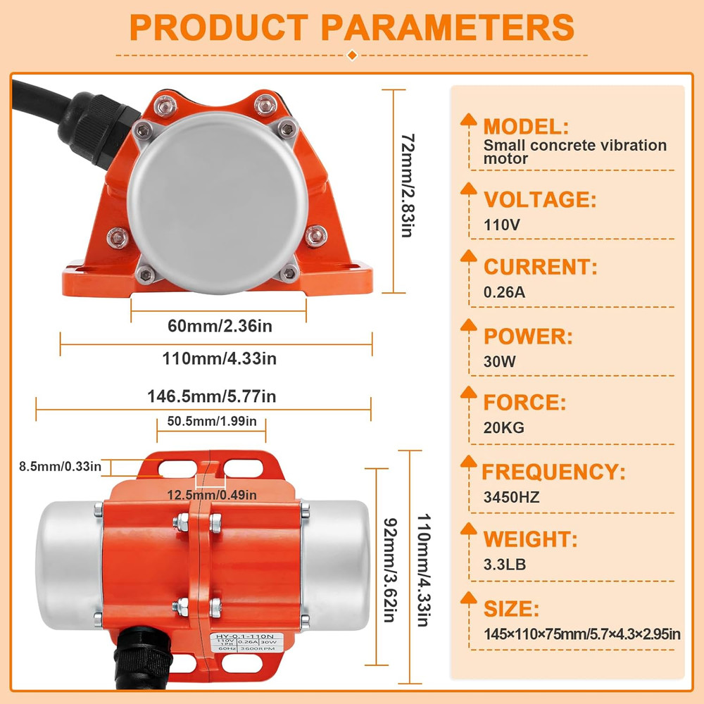 30W Small Concrete Vibrator Screen, Vibration Motor with Speed Controller, Water