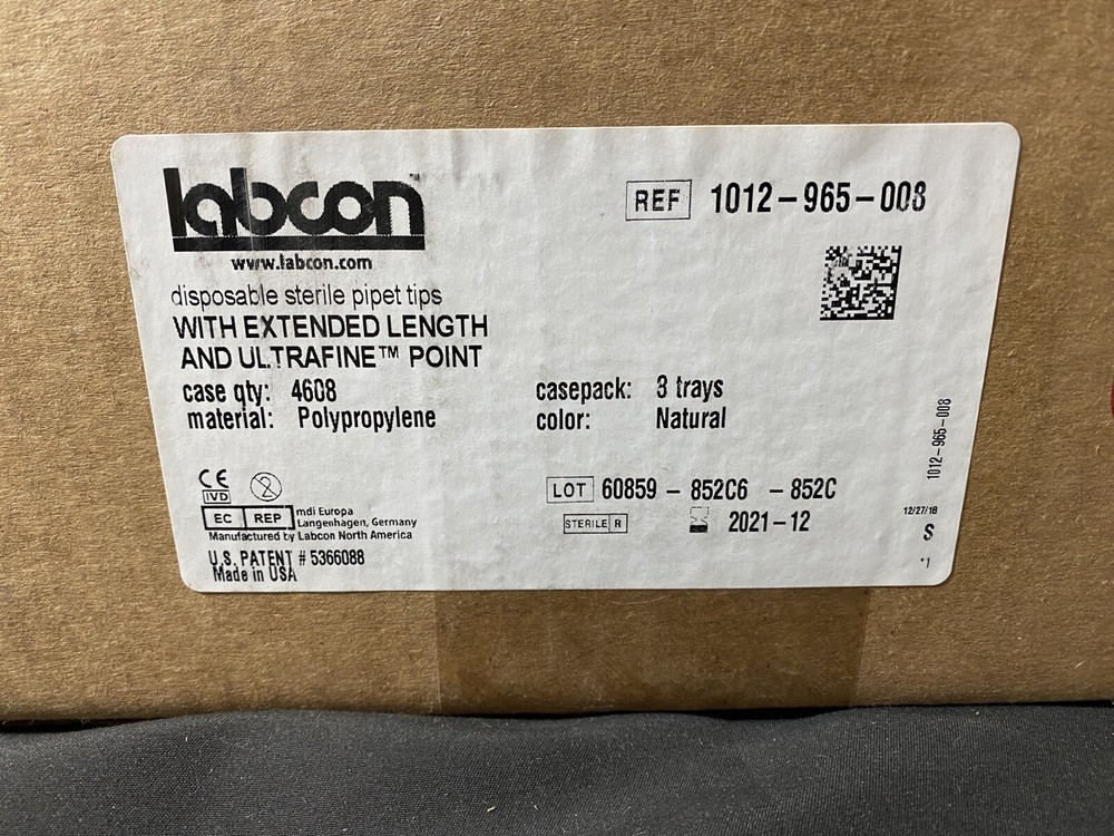 LABCON Polypropylene 200µL Extended Length Pipette Tips 1012-965-008 (4608/cs)