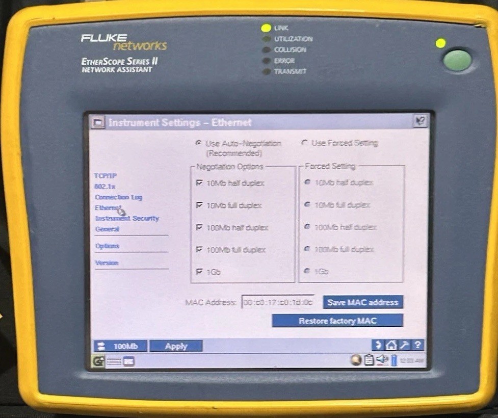 Fluke EtherScope Series II , Network Assistant ES2-PRO-I W/Case,charge&keyboard