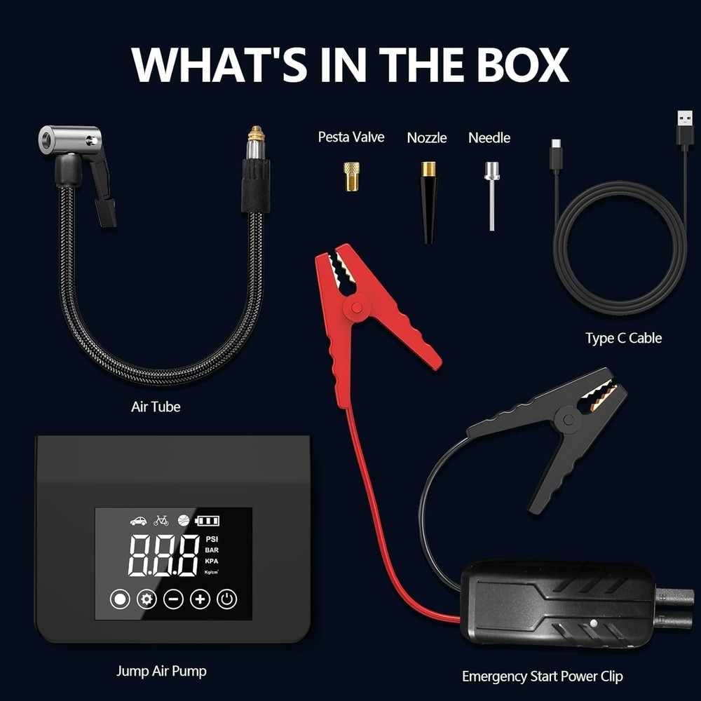 Jump Starter with Air Compressor, 4000A Car Battery Starter(ALL...