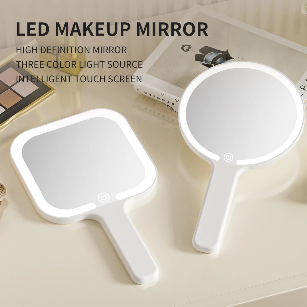 Fill Light LED Makeup Mirror Square/Round 3 Color Dimmable Lights Lighted Hand M