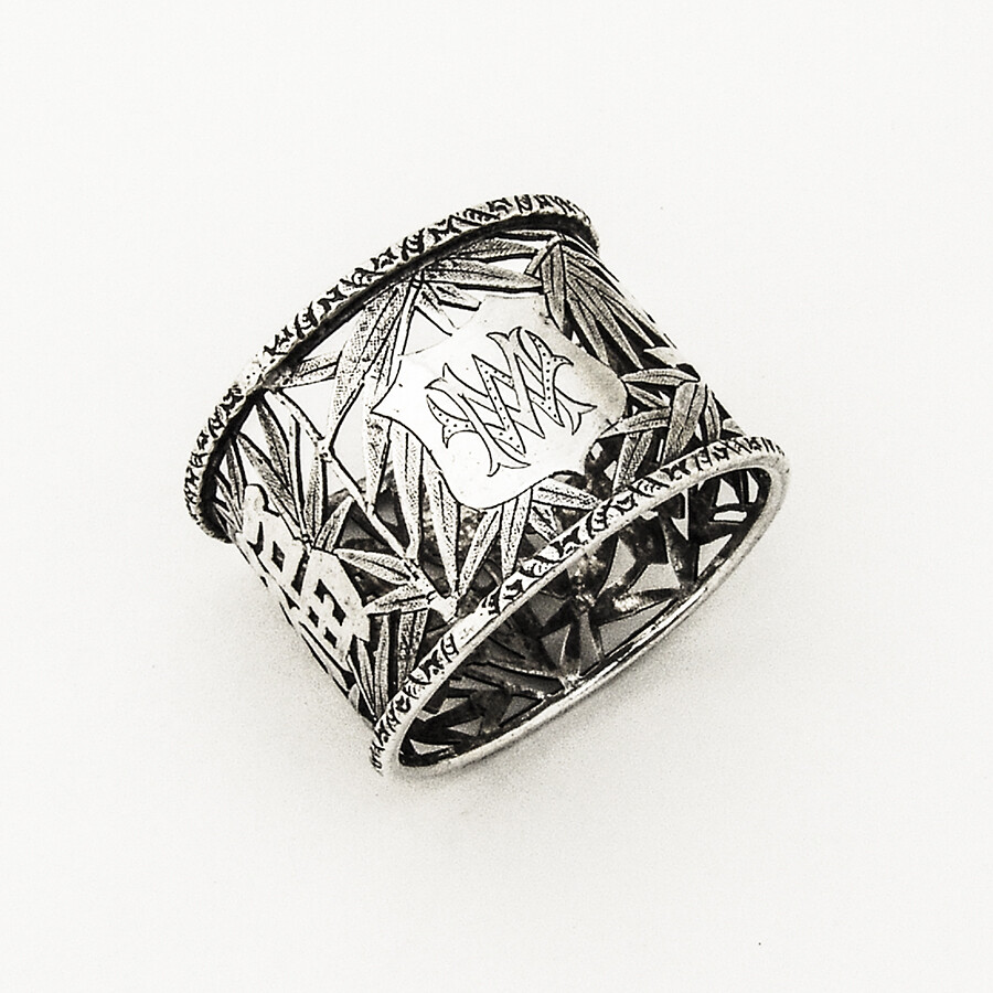 Cutwork Bamboo Chinese Character Napkin Ring Wosheng Silver