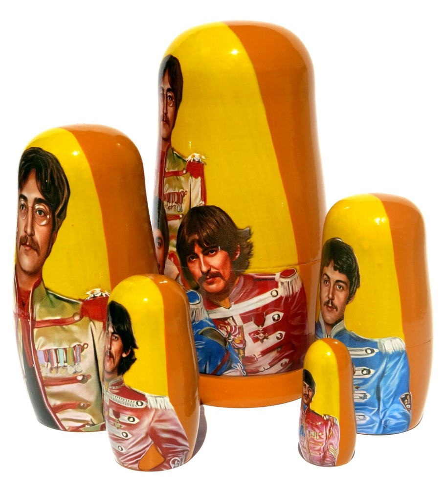 Beatles SGT. Pepper's 5 PC Russian Style Nesting Dolls, Stacking Egg Toy Set