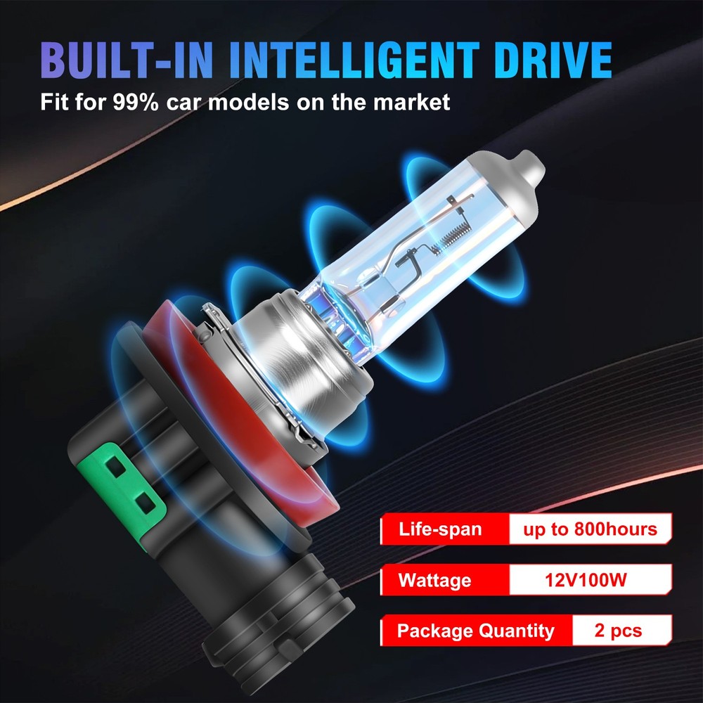 2X H11 Halogen Headlight Super Bright Bulbs Warm White High/Low Beam Replacement