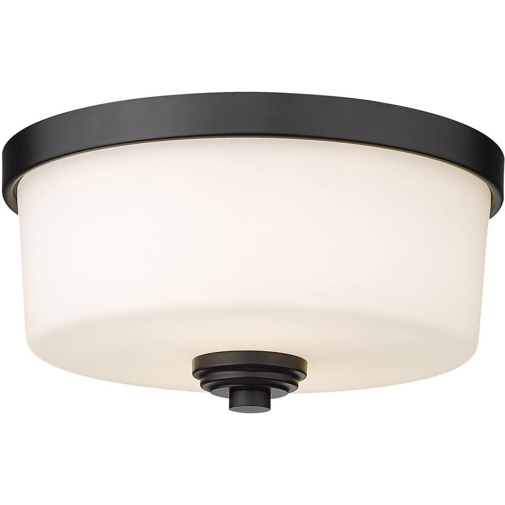 Z-Lite 2 Light Flush Mount 220F2-MB, Black,12" Round