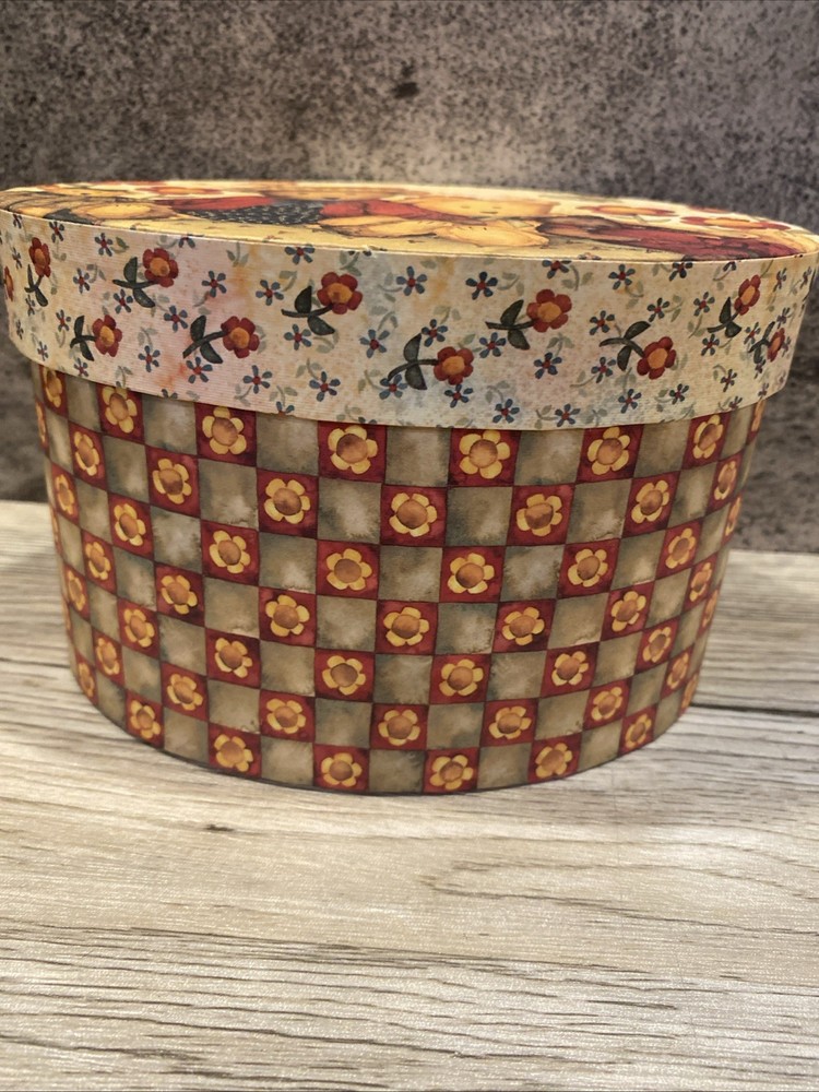 Bob’s boxes Lang Decorative Teddy’s garden oval shaped box primitive teddy bears