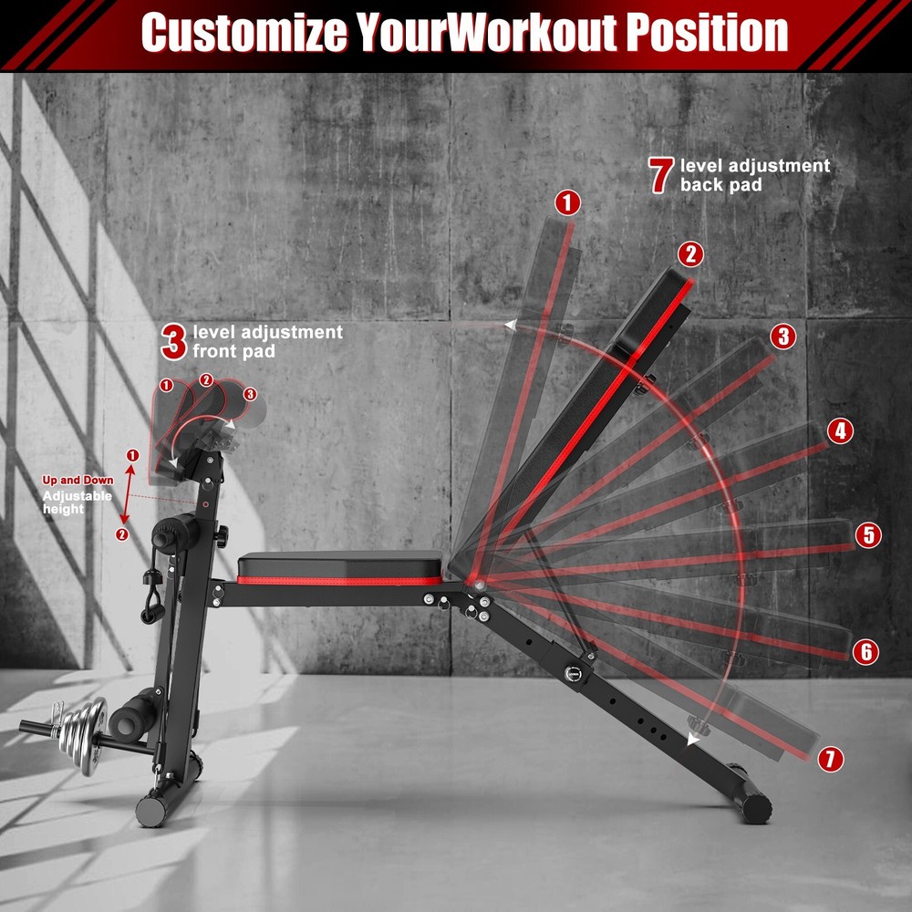 Pre-Owned Weight Bench Adjustable Foldable Strength Training Full Body Workout