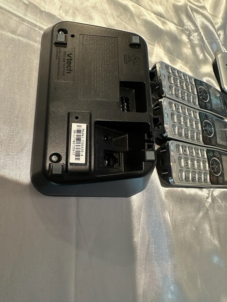Vtech 3 Handset Cordless Phone Answering System Caller-ID Black / Silver WORKING
