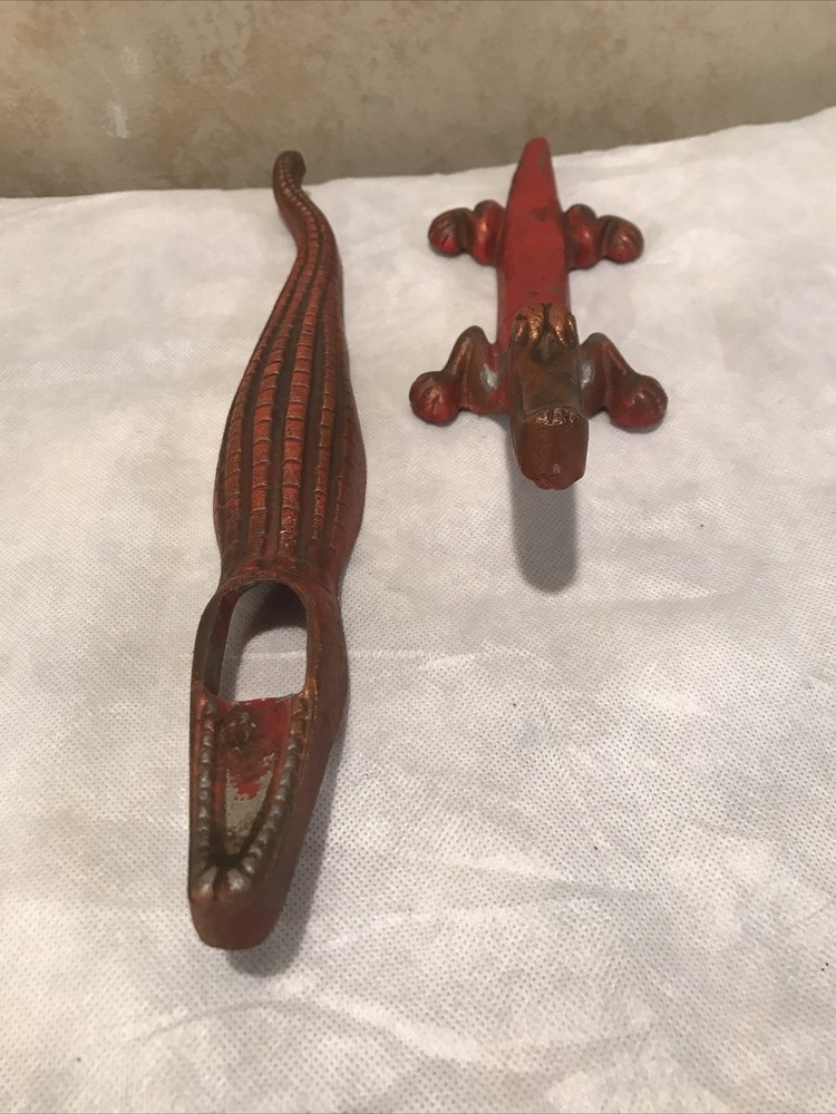 Vintage Red Alligator Cast Iron Nutcracker 13”
