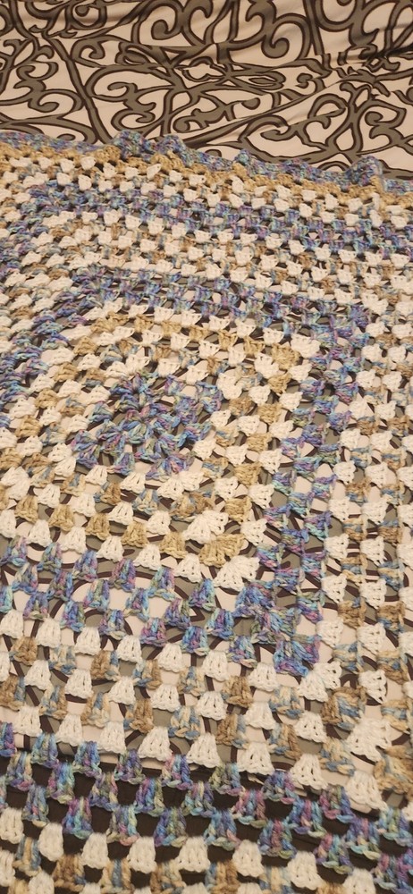 Vintage Small Crochet Afghan Blanket Throw Handmade