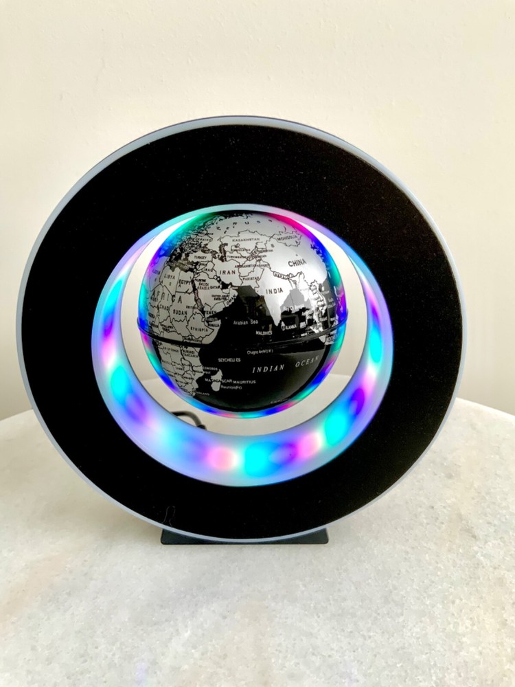 Magnetic LED table Lamp, Rotating/spinning Globe with educational world map