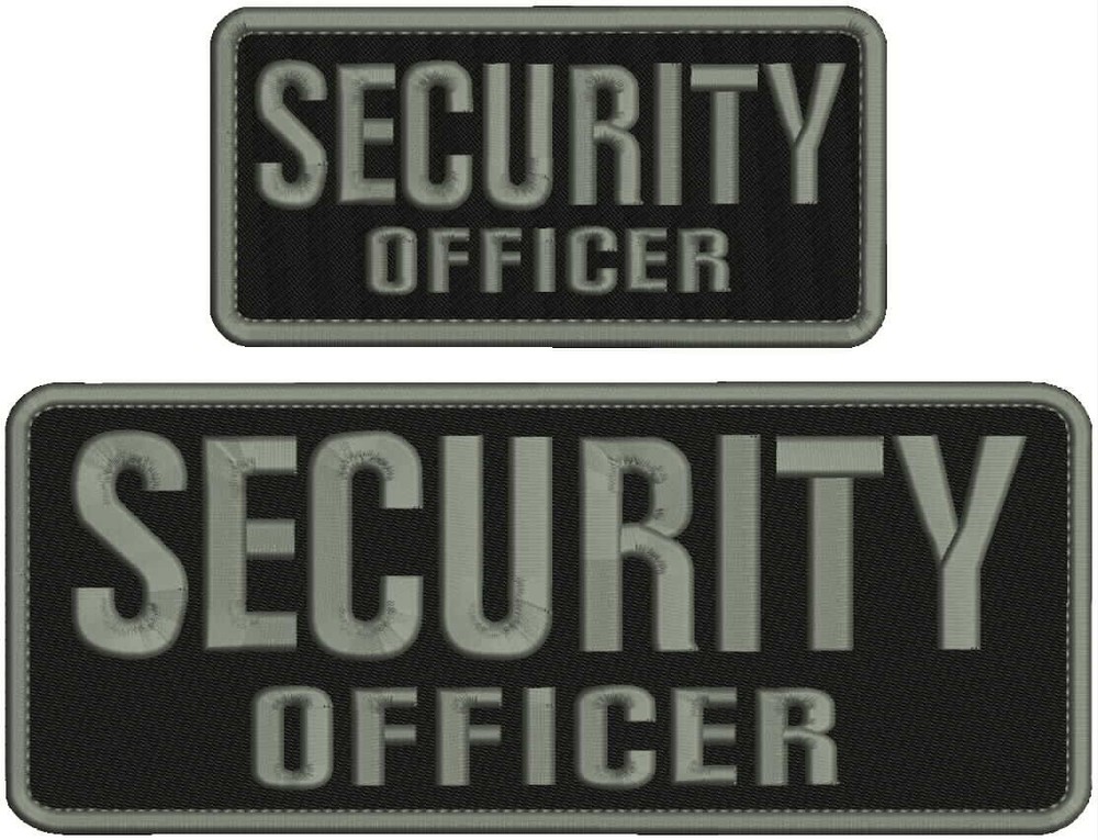 SECURITY O EMBROIDERY PATCH 4X10 AND 2X5 hook  ON back GRAY ON BLACK