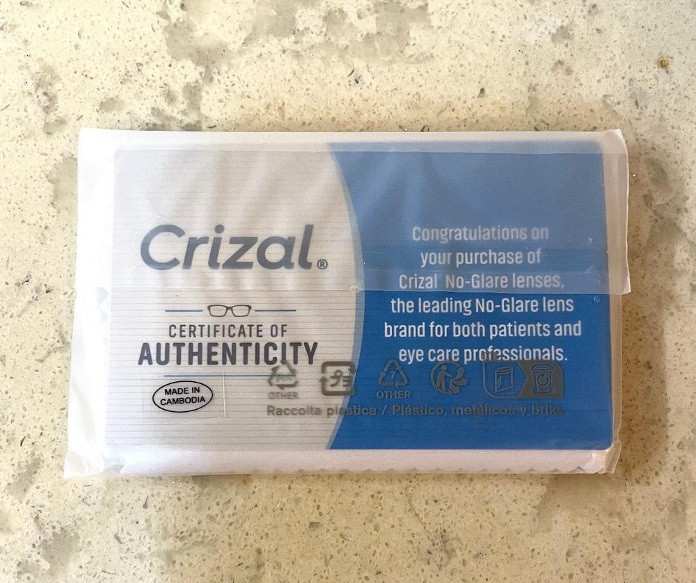 CRIZAL Sealed Microfiber Cleaning Cloths Eyeglasses W/Certificate Authenticity