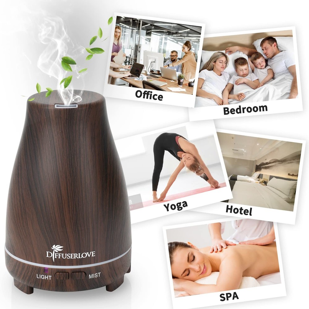Diffuserlove Essential Oil Diffusers 200ML, Remote Control Z Black Wood Grain