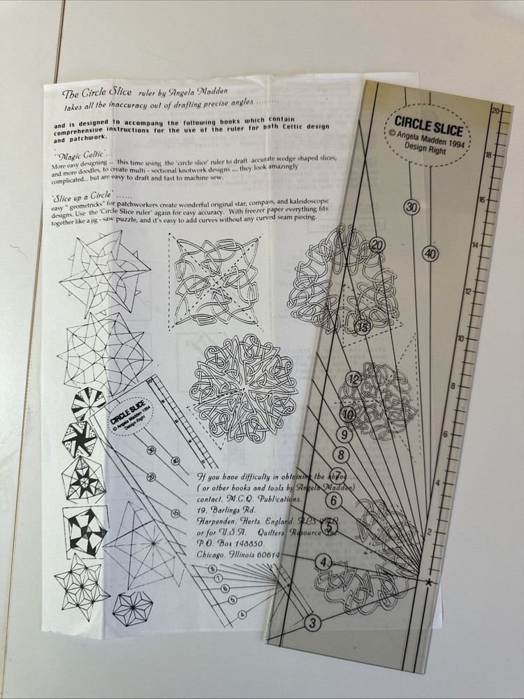 The Circle Slice Ruler For Quilting, With Instructions