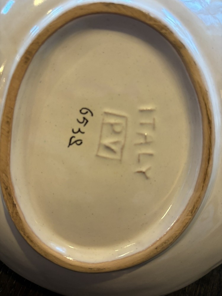 Handpainted Italian 2 Sided Dish With Handle