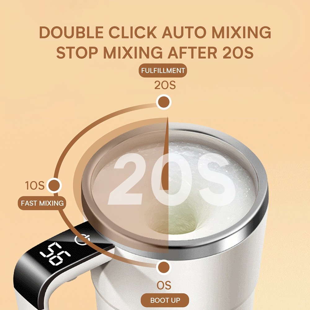 2-Pack Magnetic Self-Stirring Coffee Mug Temperature Display for Instant Drinks
