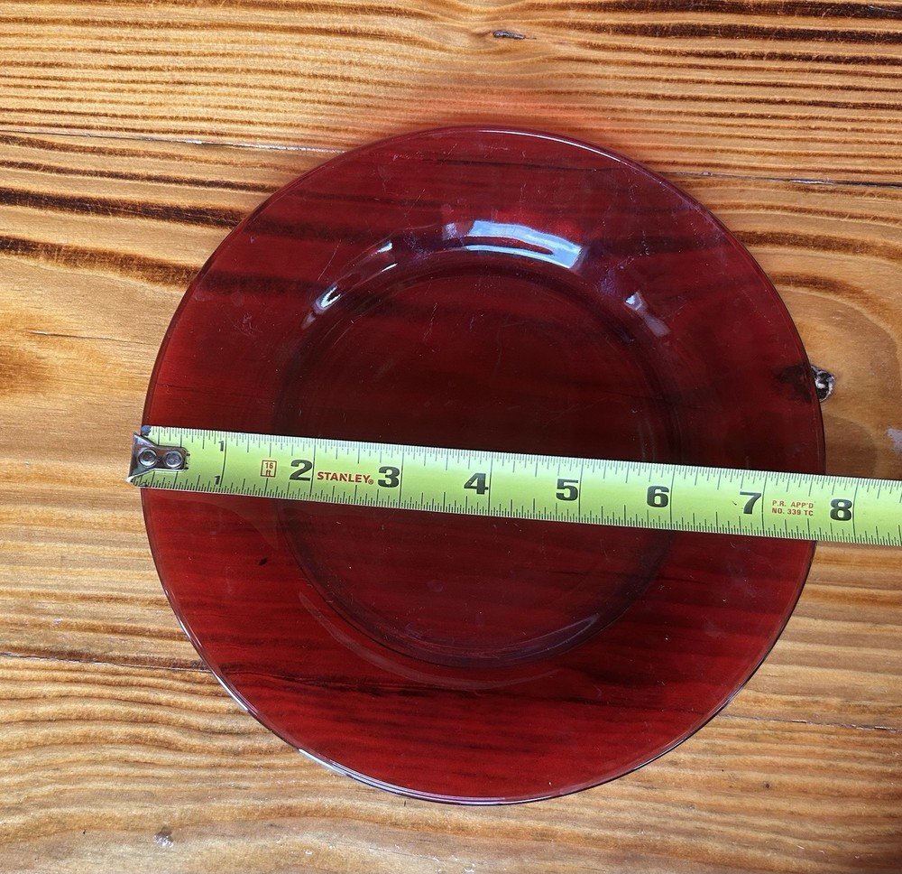 7-PC Vintage Royal Ruby Red Cups & 8in Plates Romantic Love Dining