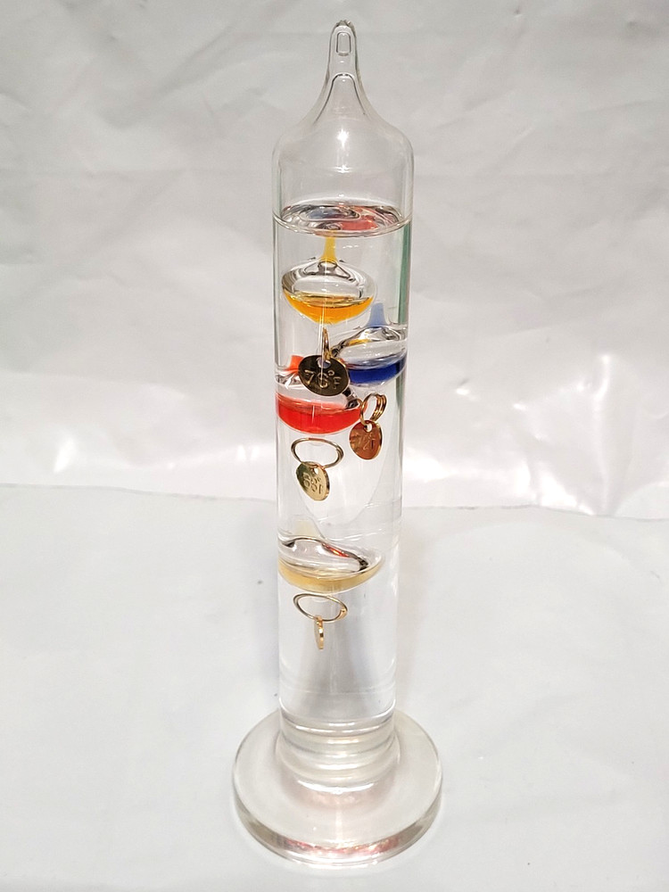 7" Tall Galileo Standing Thermometer desktop / table, 4 bulbs