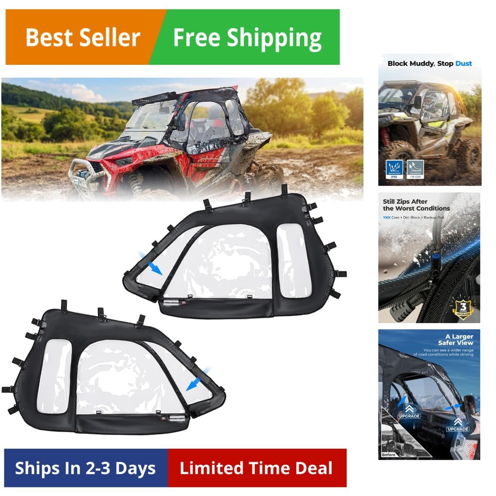 Soft Cab Enclosures & 2 UTV Dome Light Compatible with Polaris RZR XP 1000 / ...
