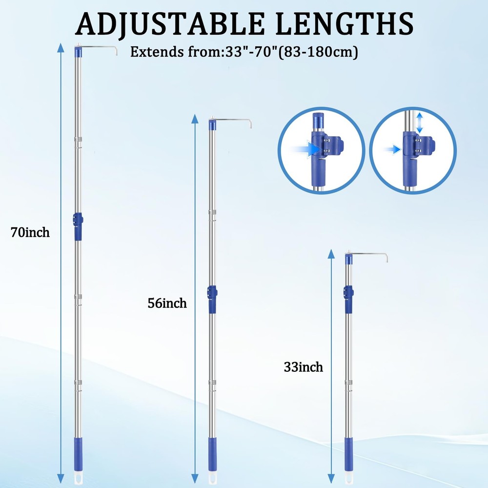 Truck Bed Cargo Retrieval Hook, Adjustable 33-70inch Telescoping Cargo...