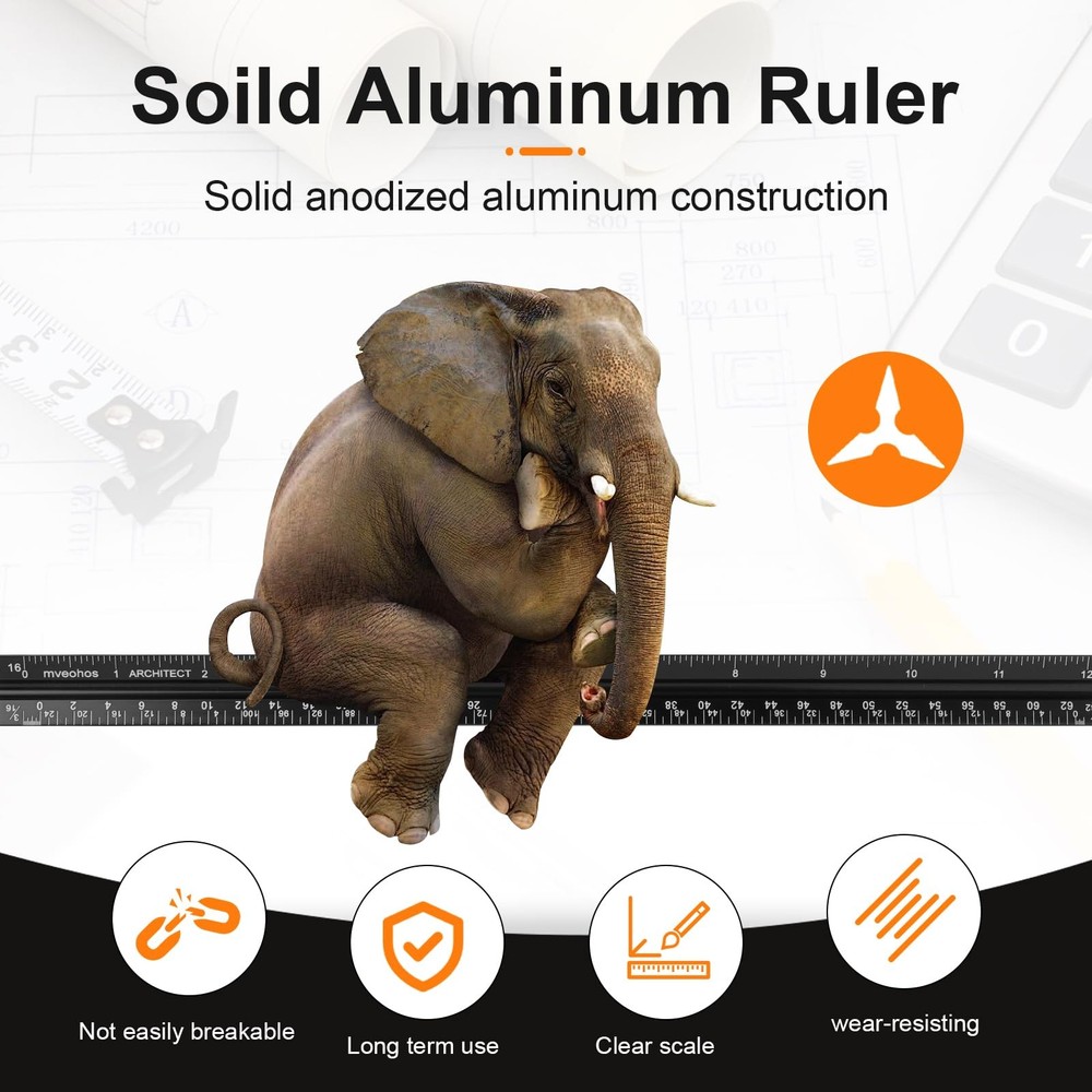 12 Aluminum Architect Scale Ruler - Precision Measurement Tool for Engineers