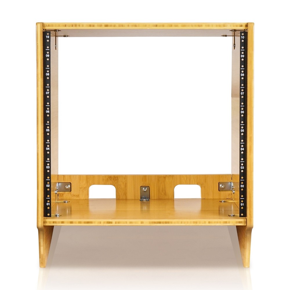 Sound Town DIY 10U Angled Desktop Turret Studio Rack, Solid Bamboo (STBR-10SL)