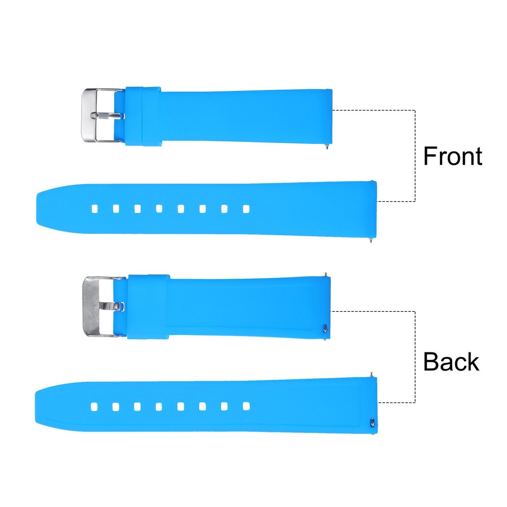 Silicone Watch Band 20mm Silver Clasp Quick Release Watch Strap, Light Blue