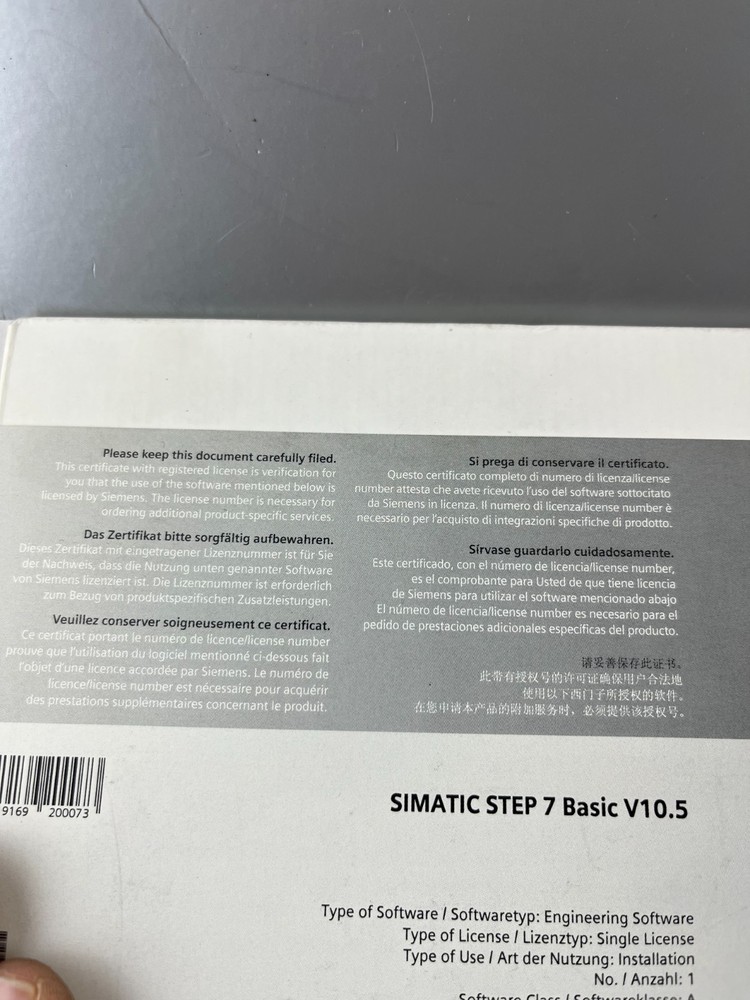 Siemens SIMATIC STEP 7 Basic V10.5 Engineering Software DVD Single License NOS