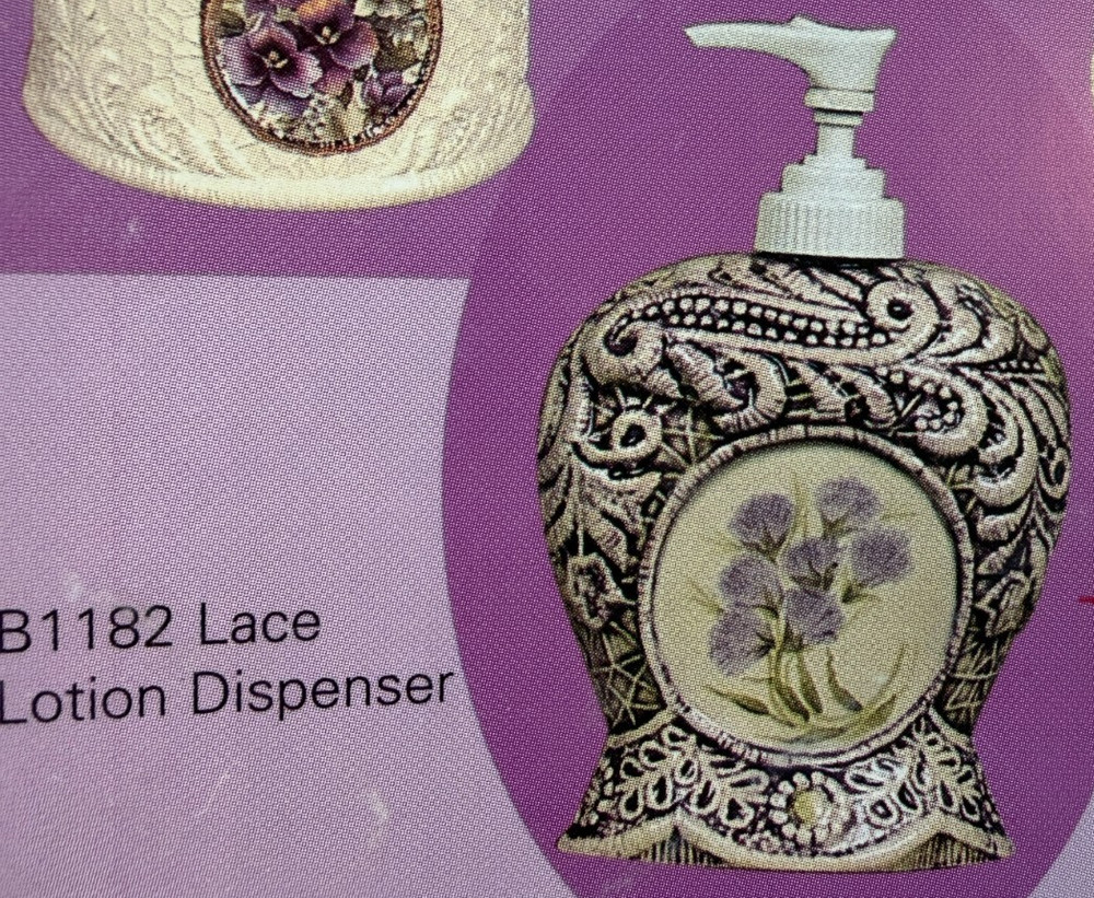 VINTAGE BOOTHE CERAMIC MOLD #1182 LACE LOTION DISPENSER