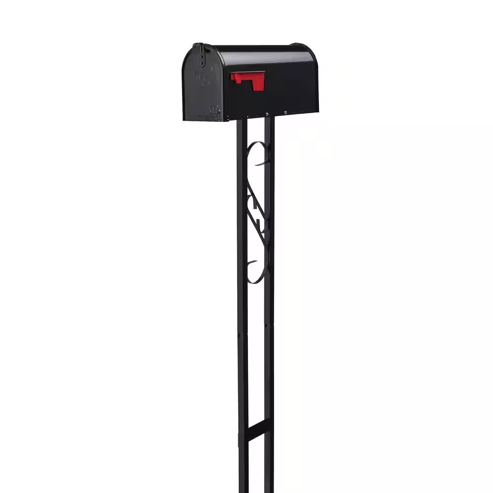 Traditional, Mailbox to Go Black, Medium, Steel, Mailbox and Post Kit
