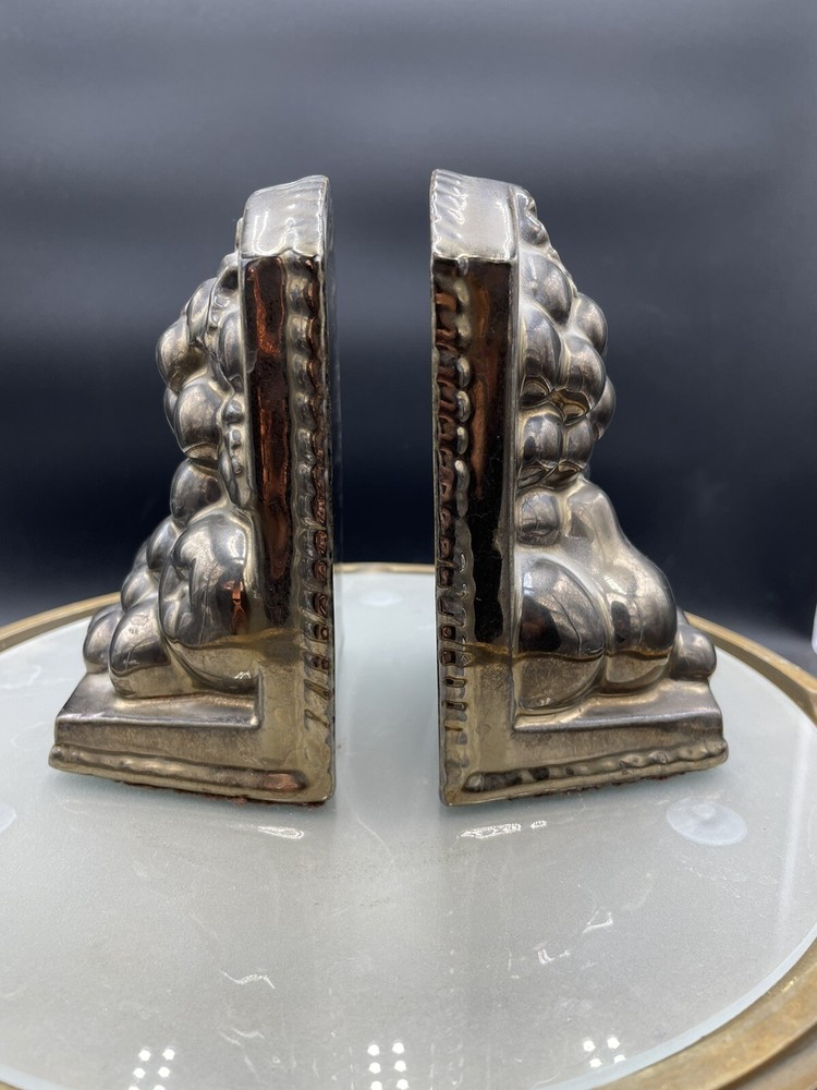 Vintage Fruit Grapes Apples Pears Bookends Pair