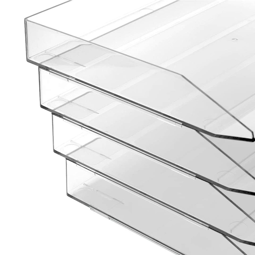 Stackable Letter Tray Single Side Load, Plastic, Desktop File Organizer (Clea...