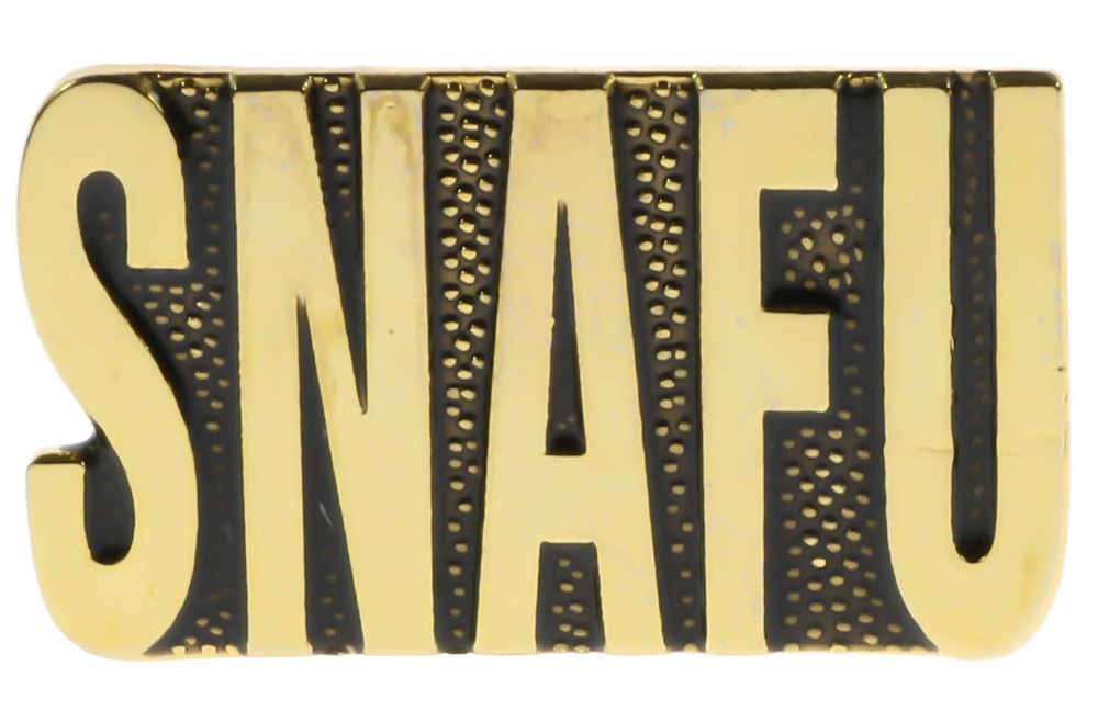 SNAFU Scripted Tab Hat or Lapel Pin H15869 F6D11H