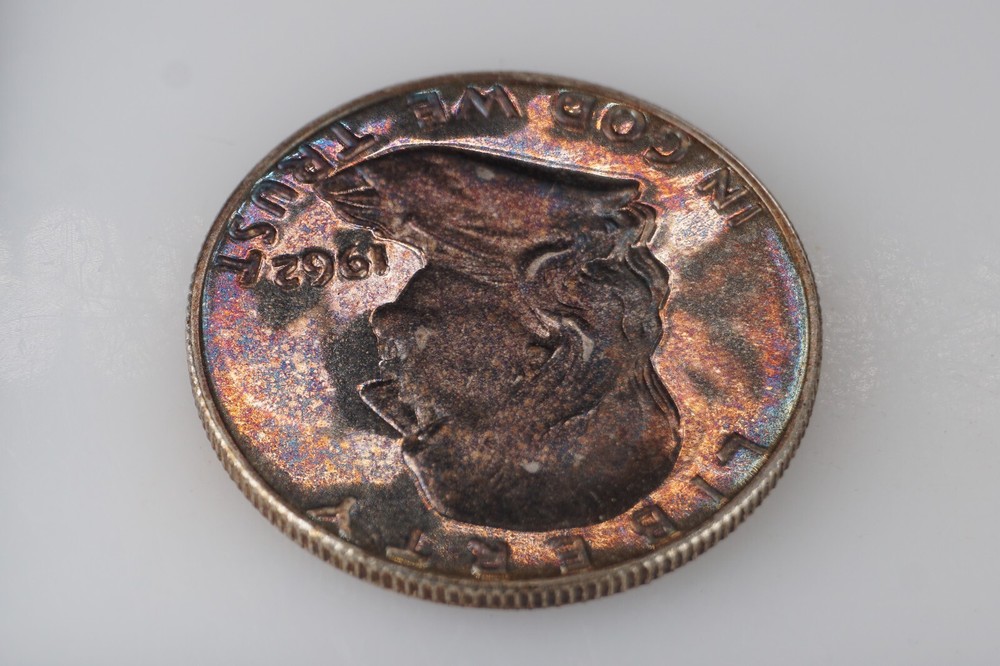 RAINBOW TONED - 1962 PROOF Franklin Half Dollar Silver #6