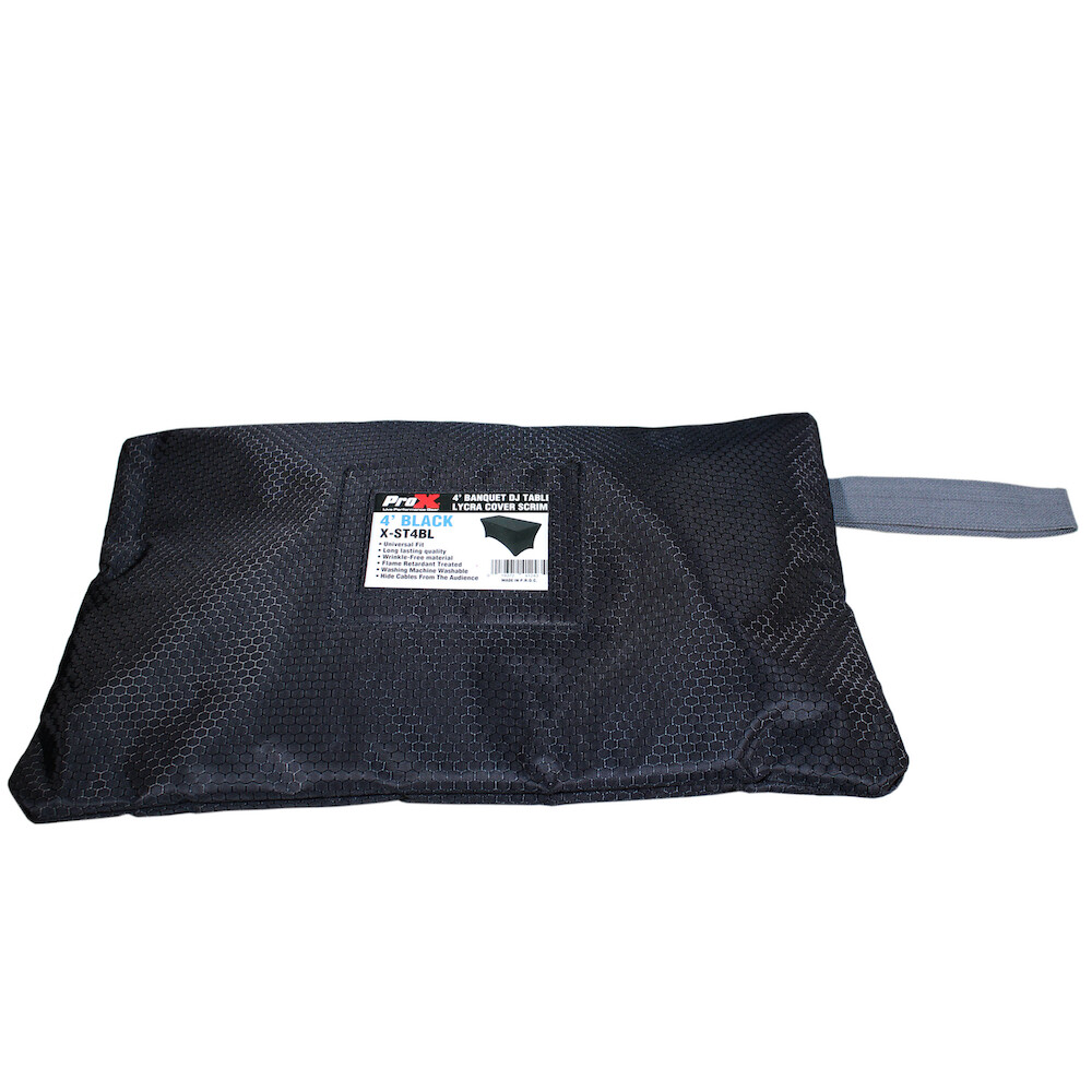 Pro X 4 Ft. Open Back Spandex Table Cover Scrim - Black