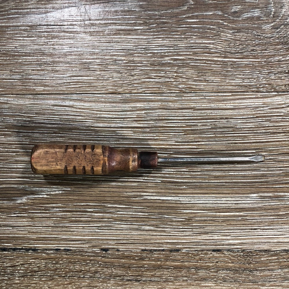Wood Handle Flat Head Screwdriver 2-5/8" Blade Vintage