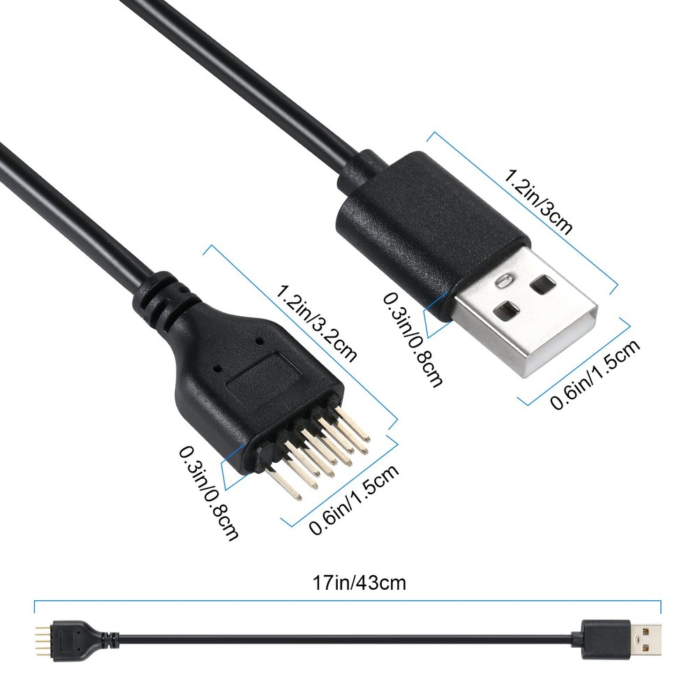 Motherboard Usb 2.0 9pin To Usb A Header Cableusb 9pin Header Extension Cable Ad