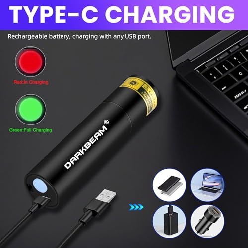 UV Flashlight 365nm Mini Black Light - Rechargeable USB Strong Single