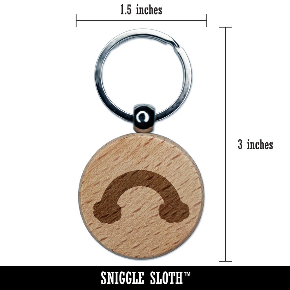 Rainbow with Clouds Solid Engraved Wood Round Keychain Tag Charm