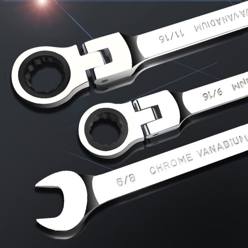 Standard Ratchet Wrenches Flex-Head Open End SAE Wrench Flexible Spanner Tool
