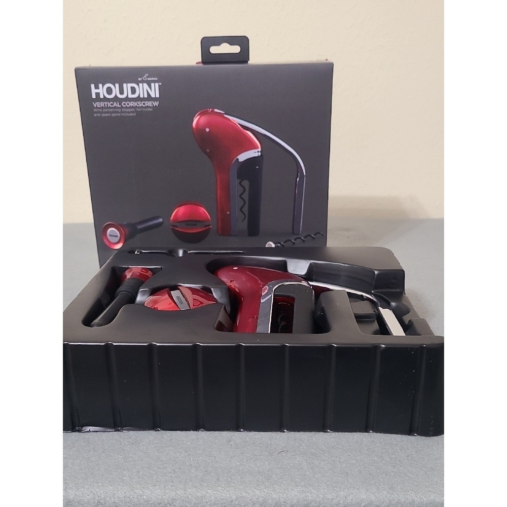Houdini Red Vertical Corkscrew Wine Opener