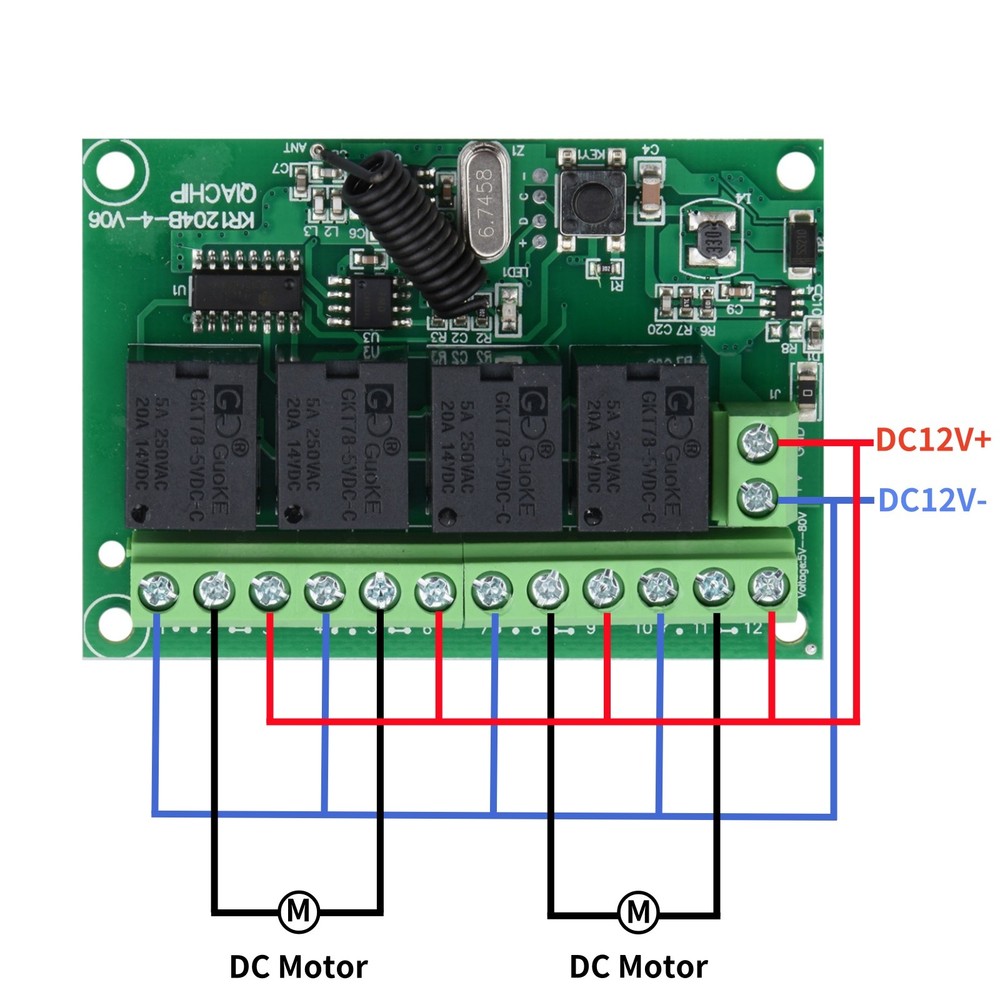 Wide Application DC 4-Channel 443MHz Wireless RF Remote Control Relay Switch