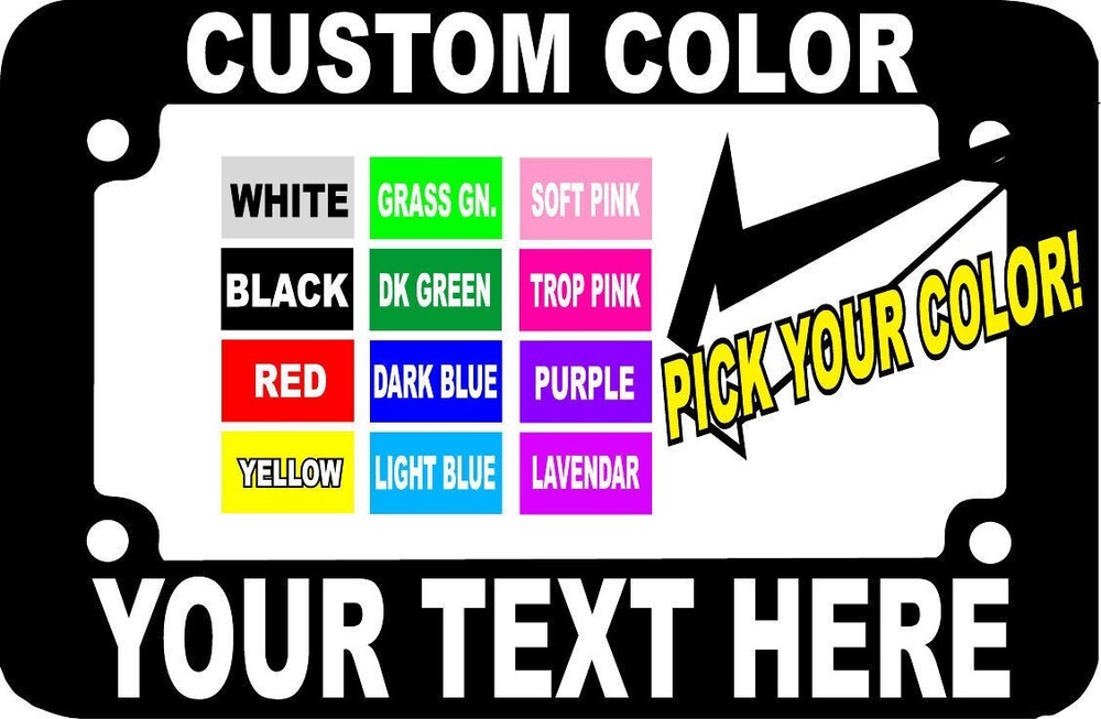 CUSTOM FONT MOTORCYCLE CUSTOM PERSONALIZED License Plate Frame COLOR