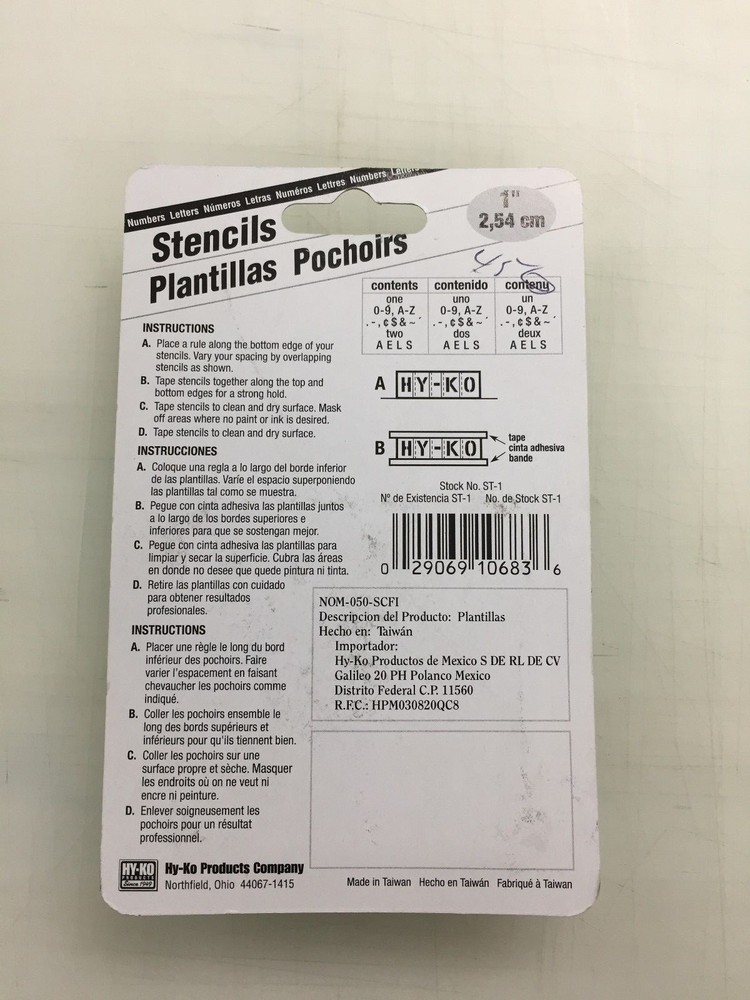 Letter and Number Stencil Kit 1 " Reusable