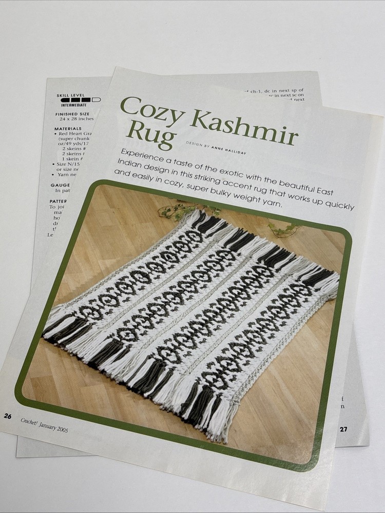 Cozy Kashmir Rug Crochet Pattern Pages From Magazine