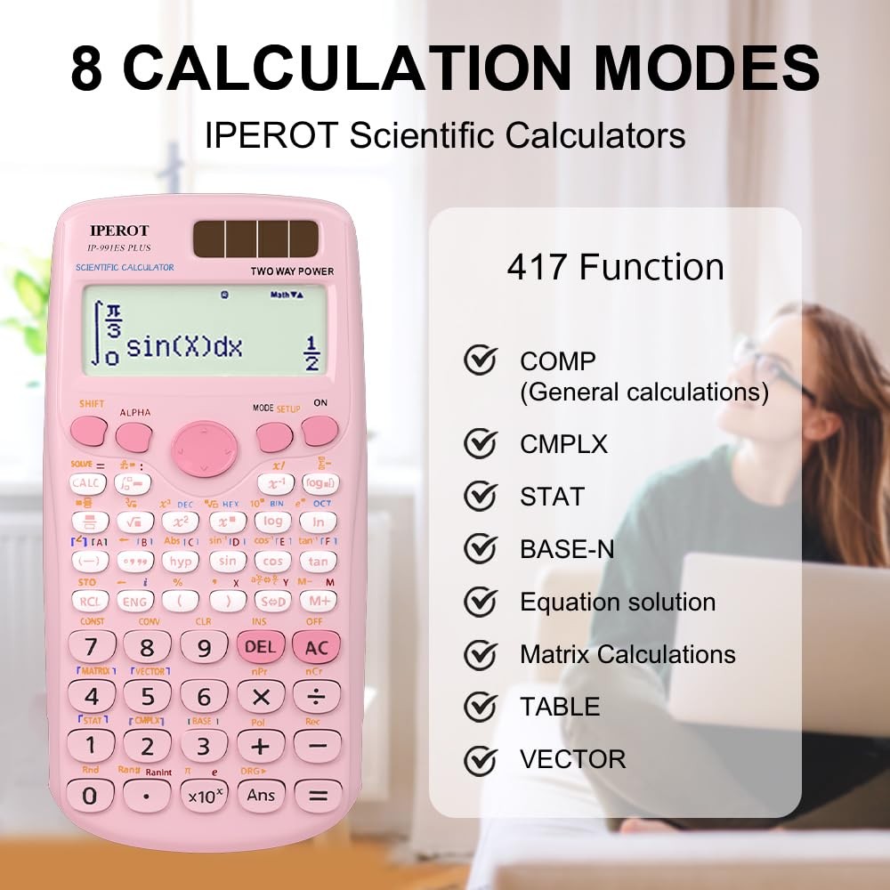 Scientific Calculators, IPEROT Pink Calculator 417 Function, PINK