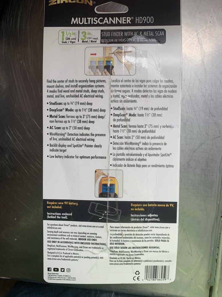 Zircon MultiScanner HD900 OneStep Multi-Function Wall Scanner New