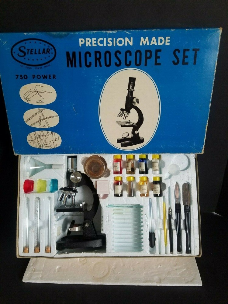 Vintage Stellar Microscope Set 700X Power Made In Japan